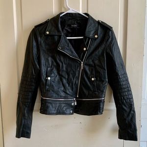 ZARA black vegan leather biker jacket